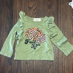Marie Nicole Olive Green Kids Long Sleeve with Leopard Pumpkin